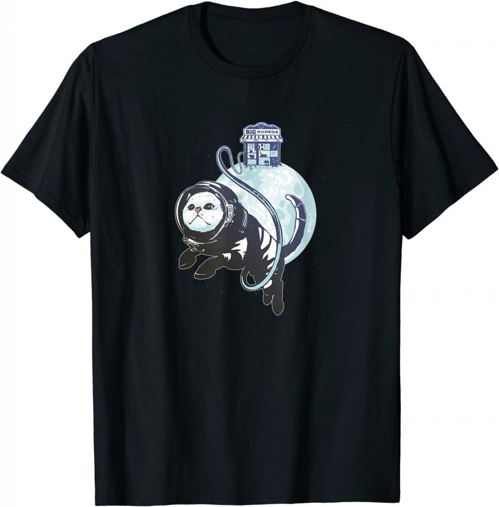 Coole Astronauten Katze mit Mond im Weltall T-Shirt