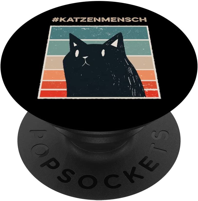 Cooles Katzenmensch Design mit schwarzer Katze PopSockets mit austauschbarem PopGrip