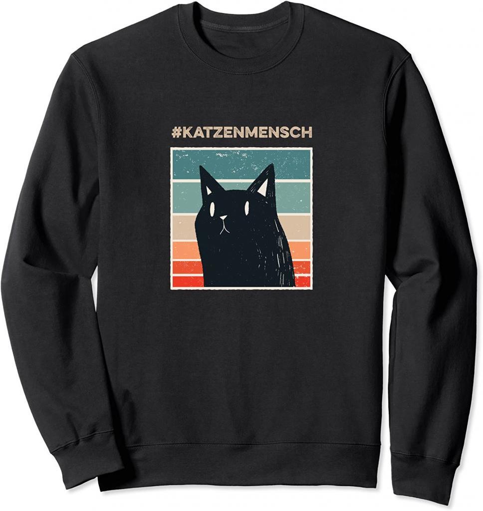 Cooles Katzenmensch Design mit schwarzer Katze Pullover