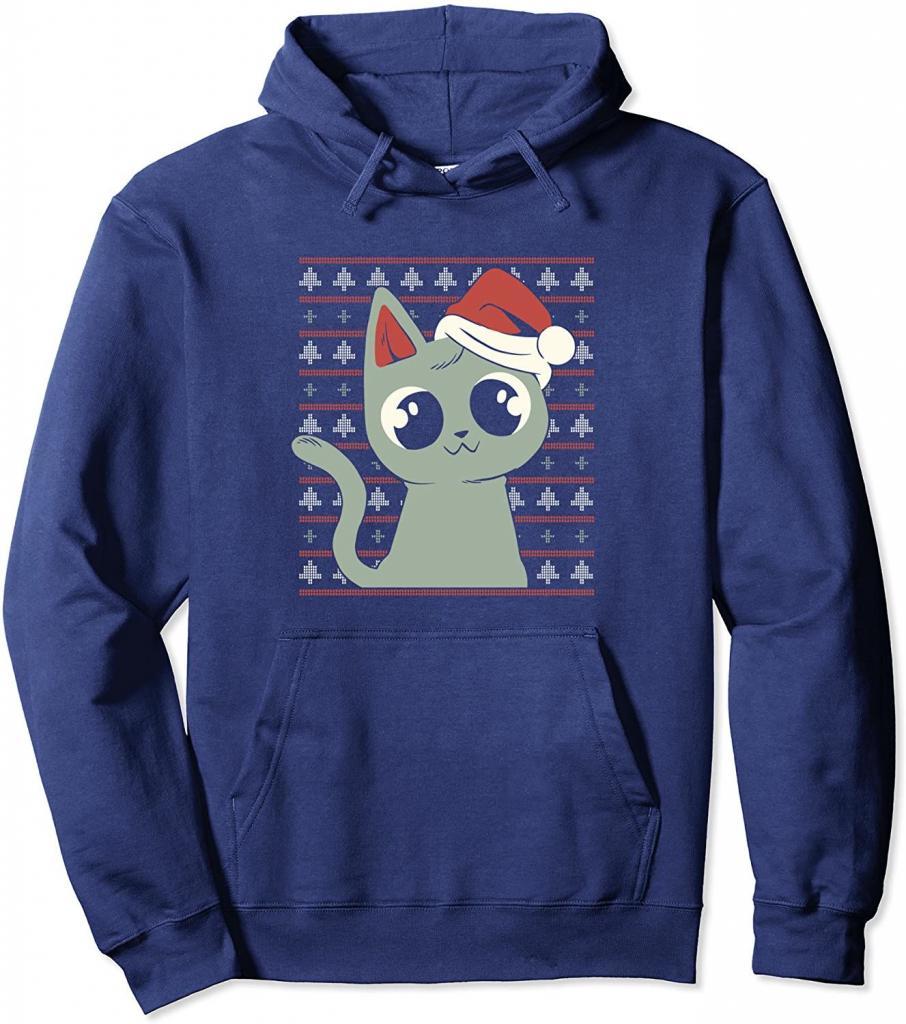 Hässliches Weihnachtspullover Design mit süßer Katze Pullover Hoodie