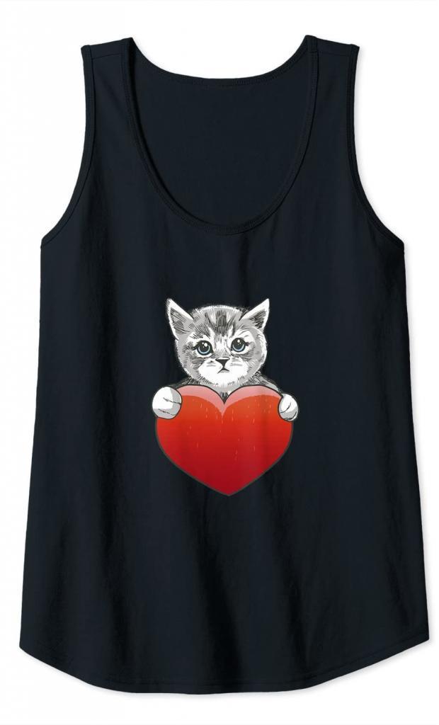Niedliche Katze mit rotem Herz Tank Top