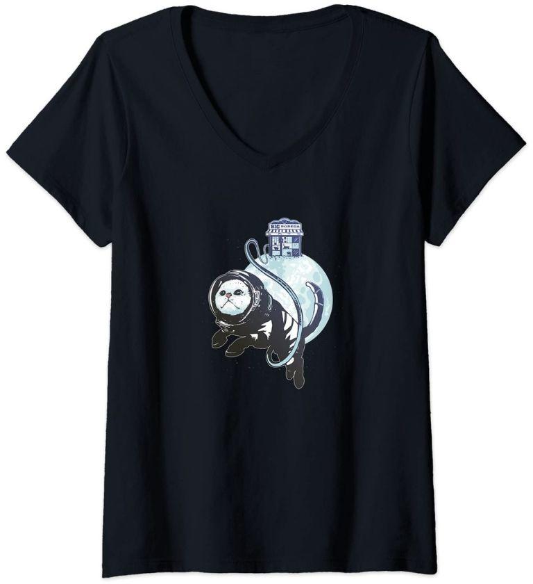 Astronautenkatze V-Neck T-Shirt